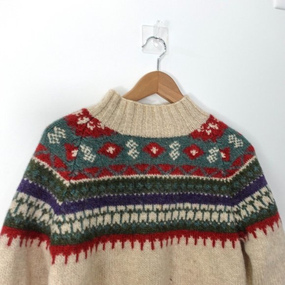VINTAGE Western Sweater Women Small Wool Knit Southwest Aztec Pullover Grandma - Picture 4 of 13